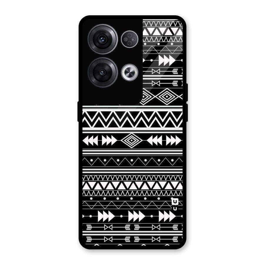 Black Aztec Creativity Glass Back Case for Oppo Reno8 Pro 5G