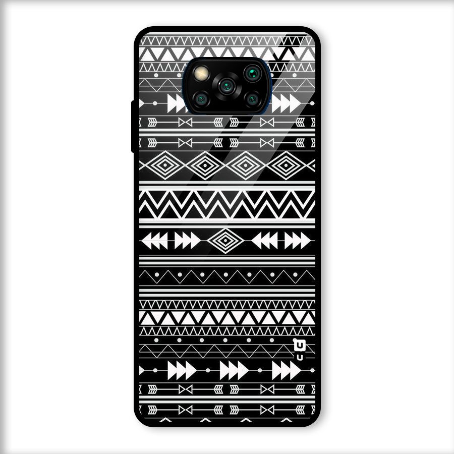 Black Aztec Creativity Glass Back Case for Poco X3