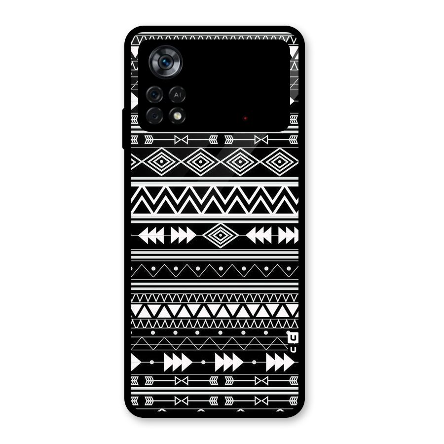 Black Aztec Creativity Glass Back Case for Poco X4 Pro 5G