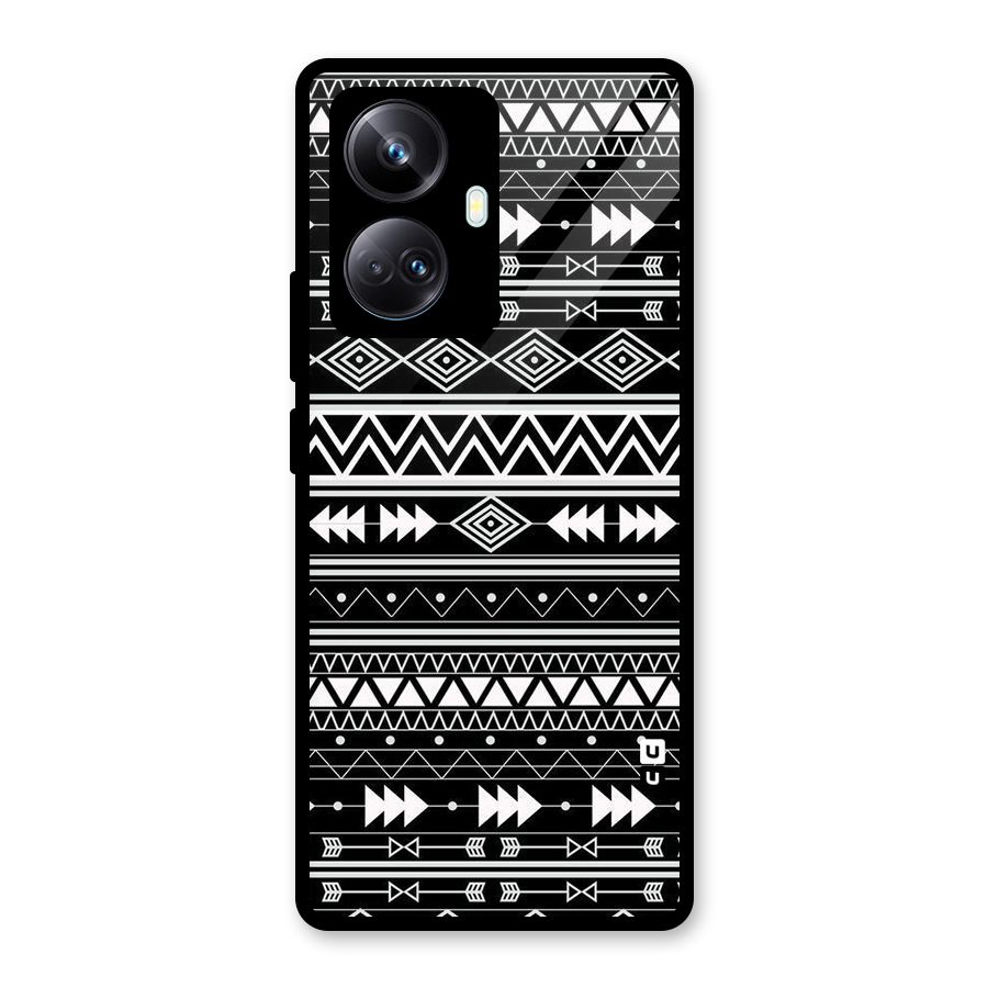 Black Aztec Creativity Glass Back Case for Realme 10 Pro Plus