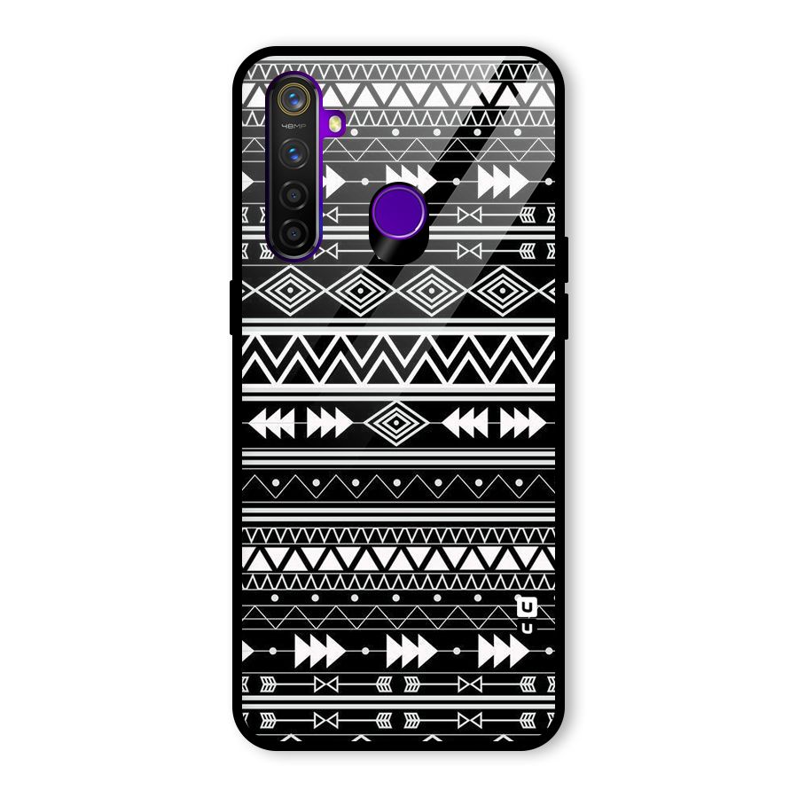 Black Aztec Creativity Glass Back Case for Realme 5 Pro
