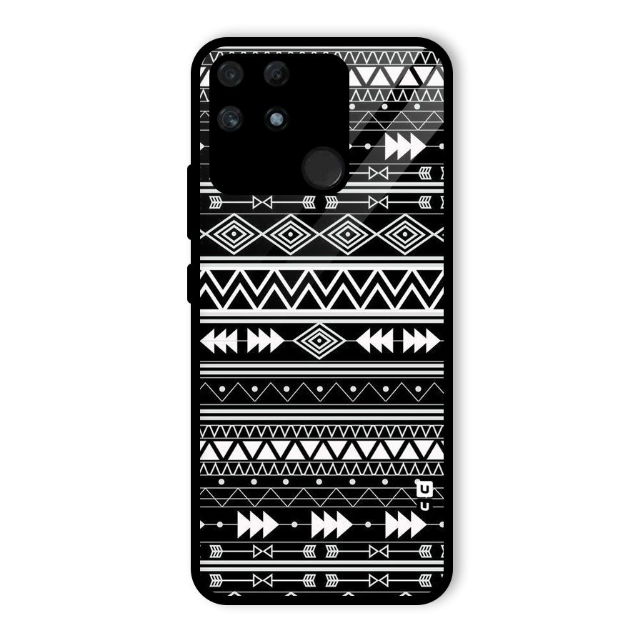 Black Aztec Creativity Glass Back Case for Realme Narzo 50A