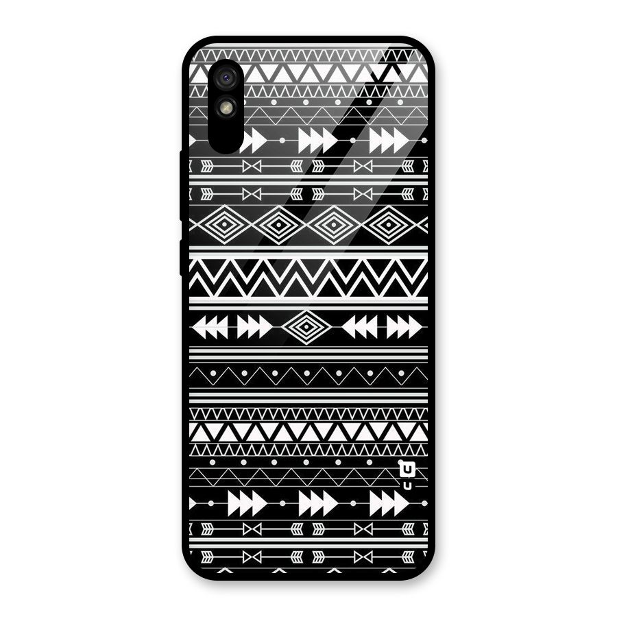 Black Aztec Creativity Glass Back Case for Redmi 9A