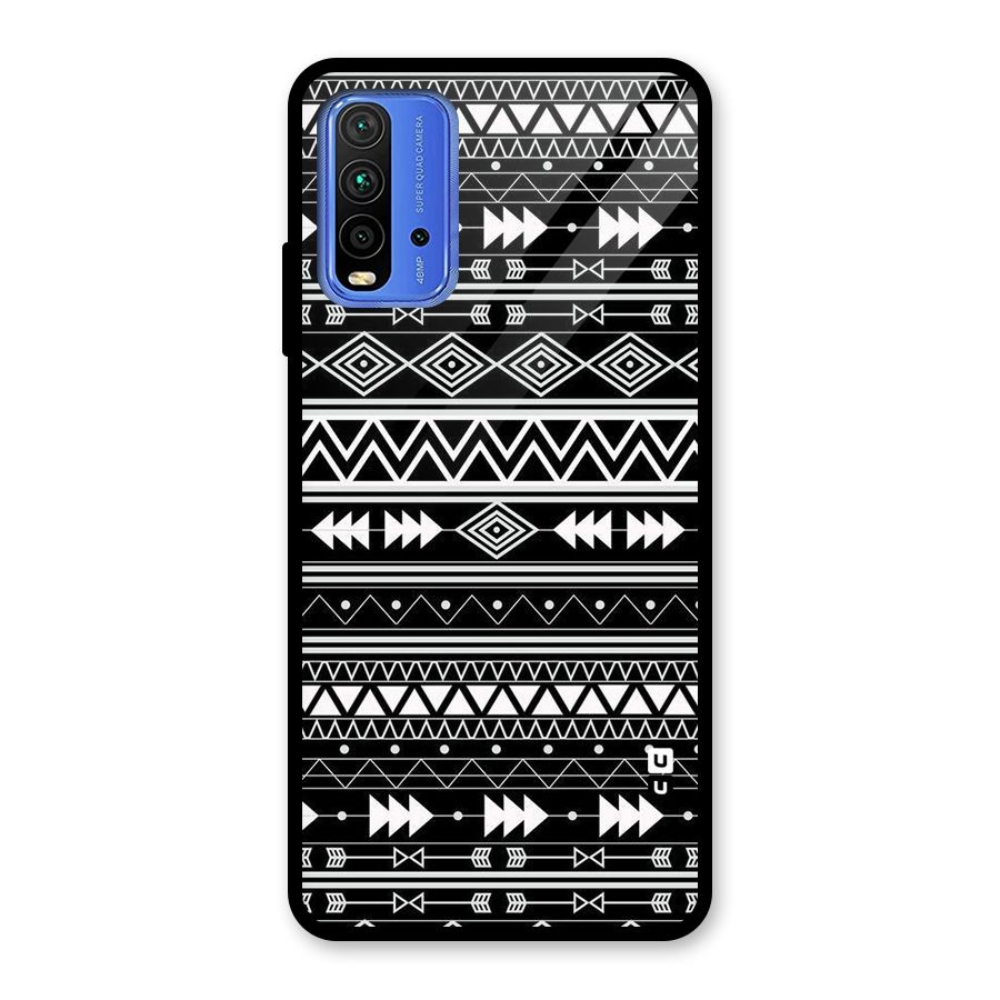 Black Aztec Creativity Glass Back Case for Redmi 9 Power