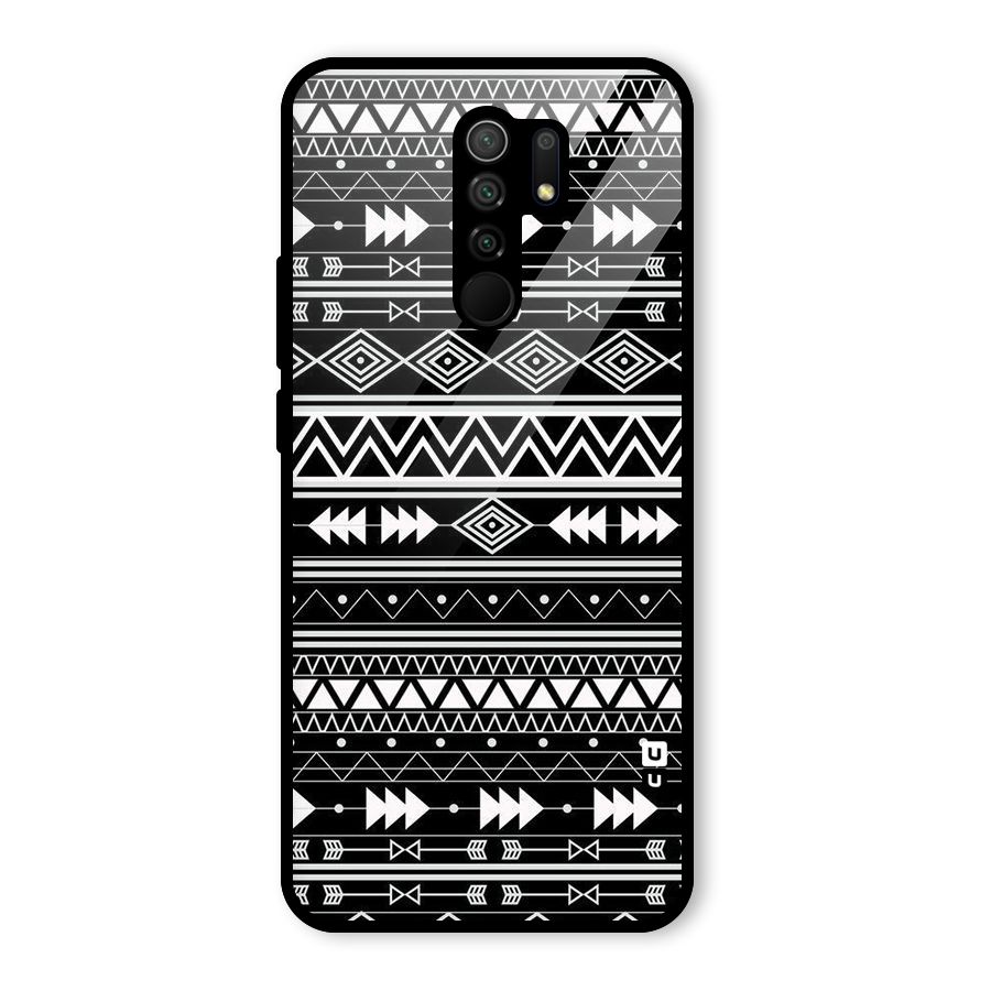 Black Aztec Creativity Glass Back Case for Redmi 9 Prime