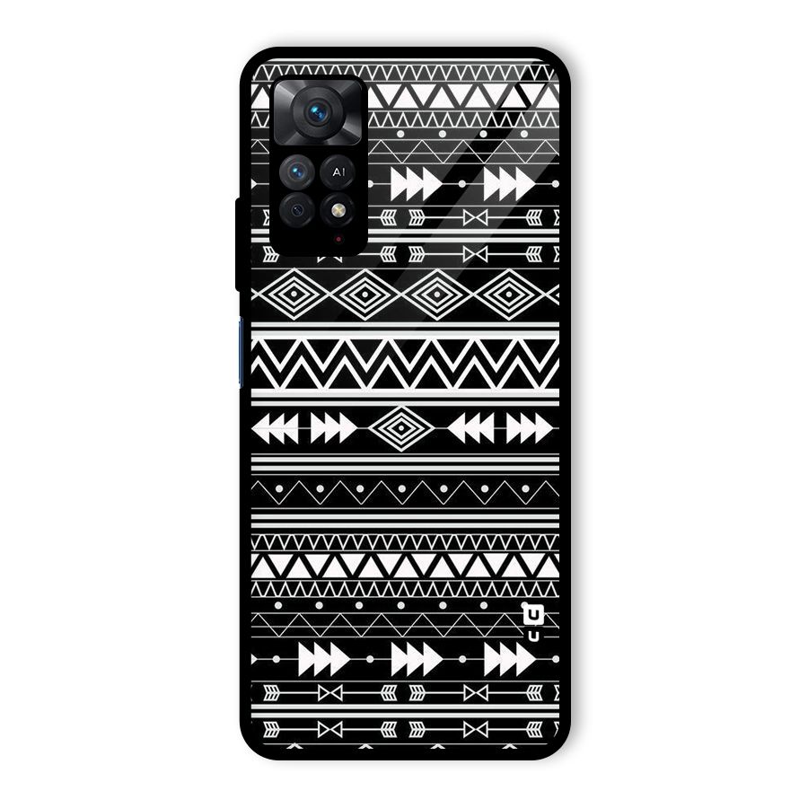 Black Aztec Creativity Glass Back Case for Redmi Note 11 Pro