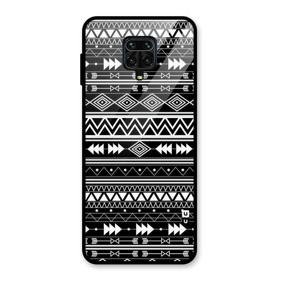 Black Aztec Creativity Glass Back Case for Redmi Note 9 Pro