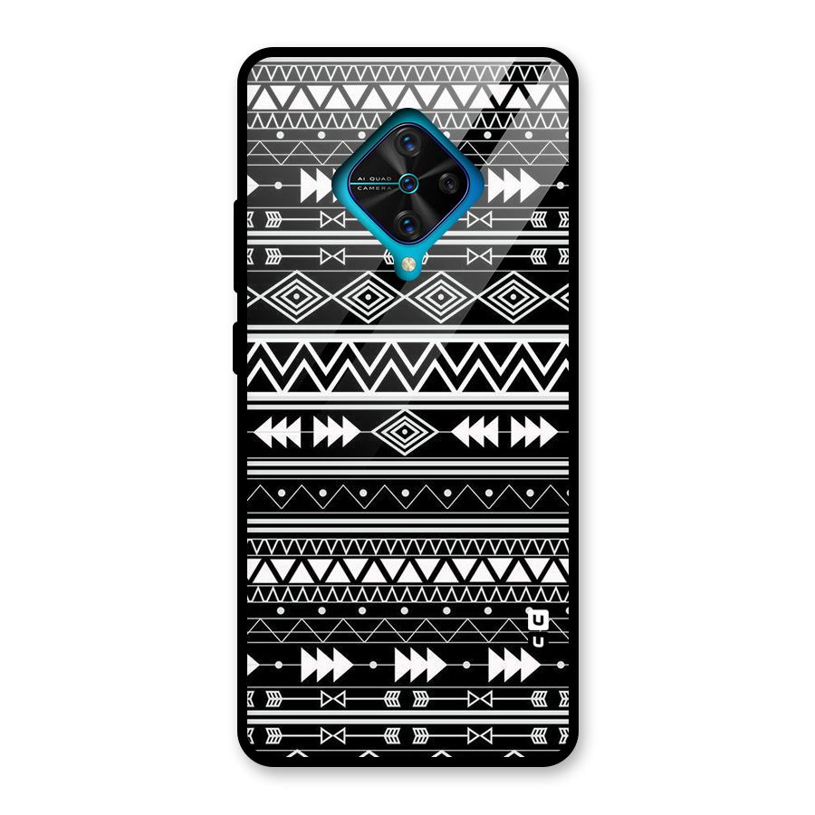 Black Aztec Creativity Glass Back Case for Vivo S1 Pro