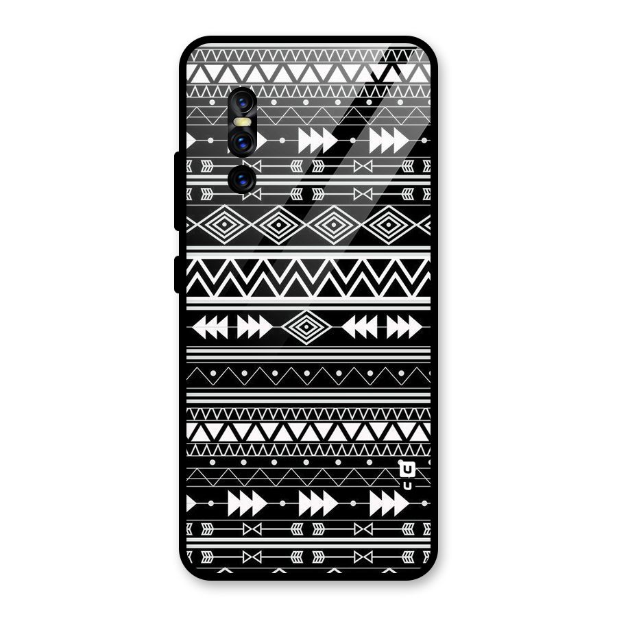 Black Aztec Creativity Glass Back Case for Vivo V15 Pro