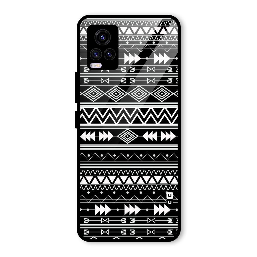 Black Aztec Creativity Glass Back Case for Vivo V20