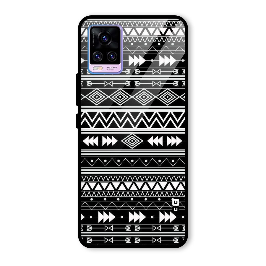Black Aztec Creativity Glass Back Case for Vivo V20 Pro