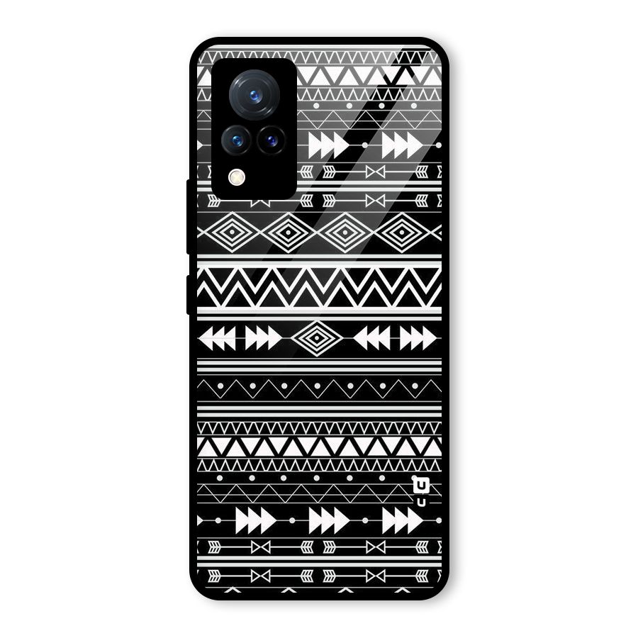 Black Aztec Creativity Glass Back Case for Vivo V21 5G