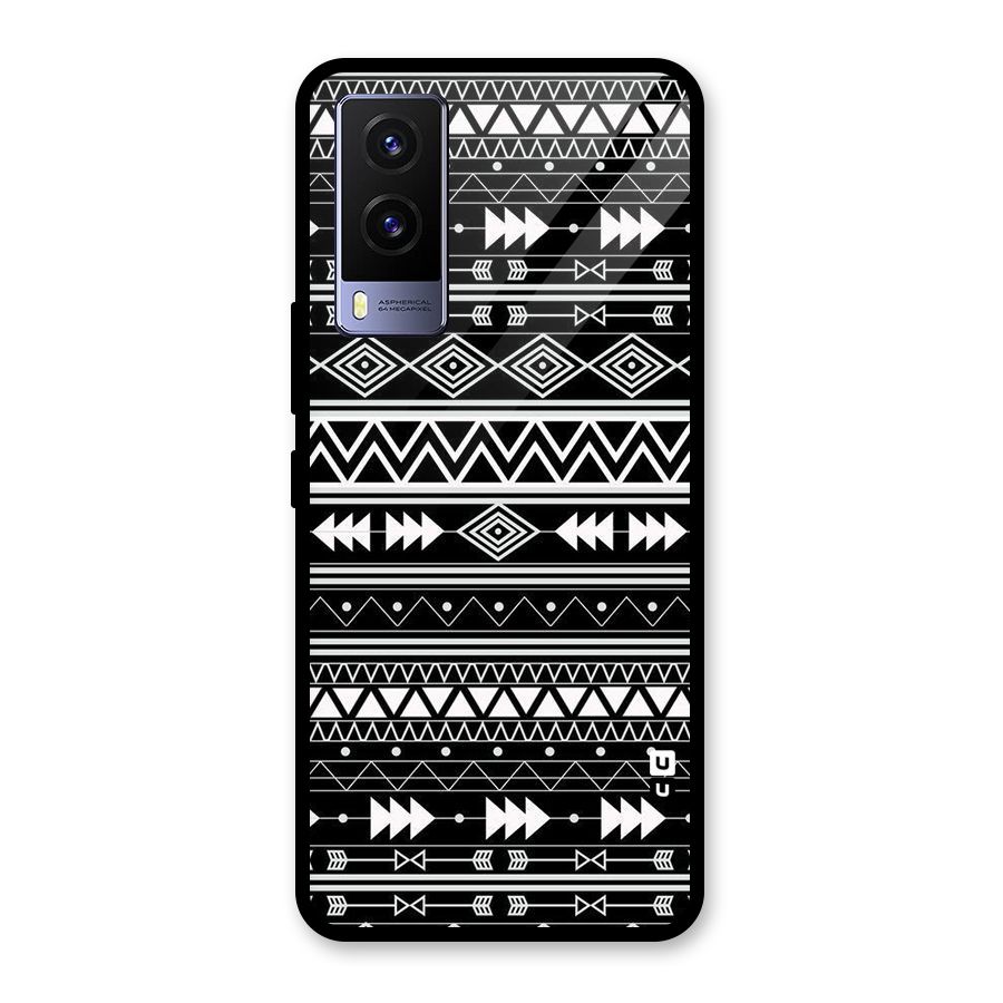 Black Aztec Creativity Glass Back Case for Vivo V21e 5G