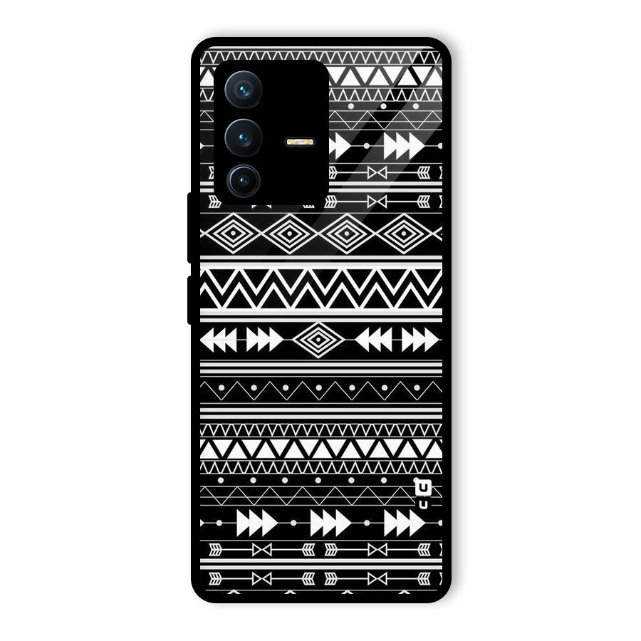 Black Aztec Creativity Glass Back Case for Vivo V23 Pro