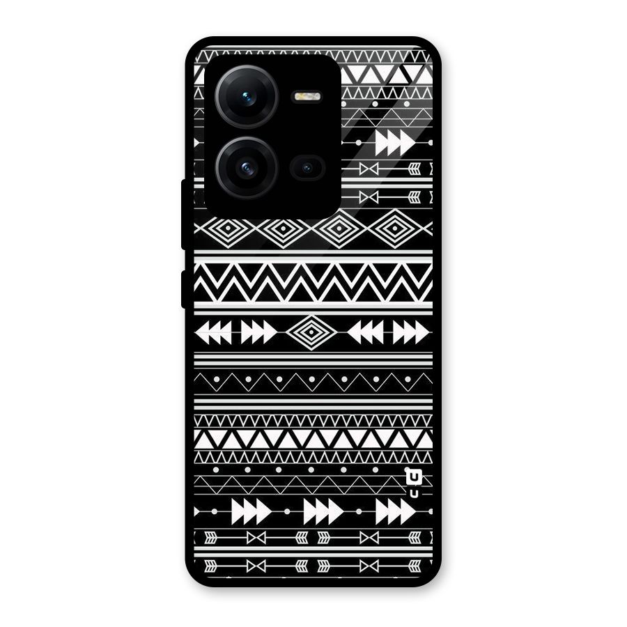 Black Aztec Creativity Glass Back Case for Vivo V25