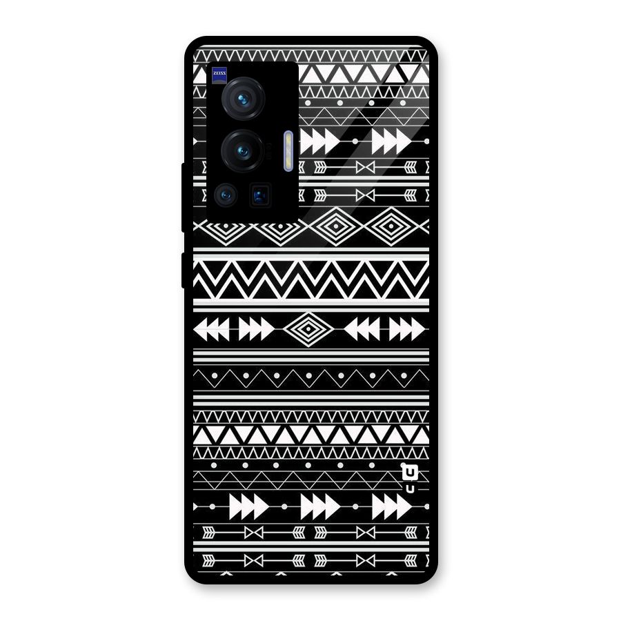Black Aztec Creativity Glass Back Case for Vivo X70 Pro