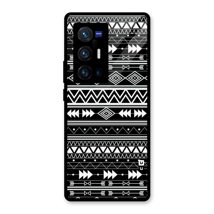 Black Aztec Creativity Glass Back Case for Vivo X70 Pro Plus