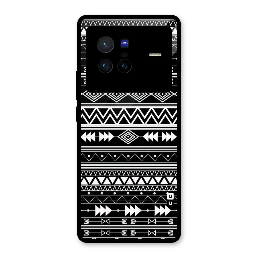Black Aztec Creativity Glass Back Case for Vivo X80