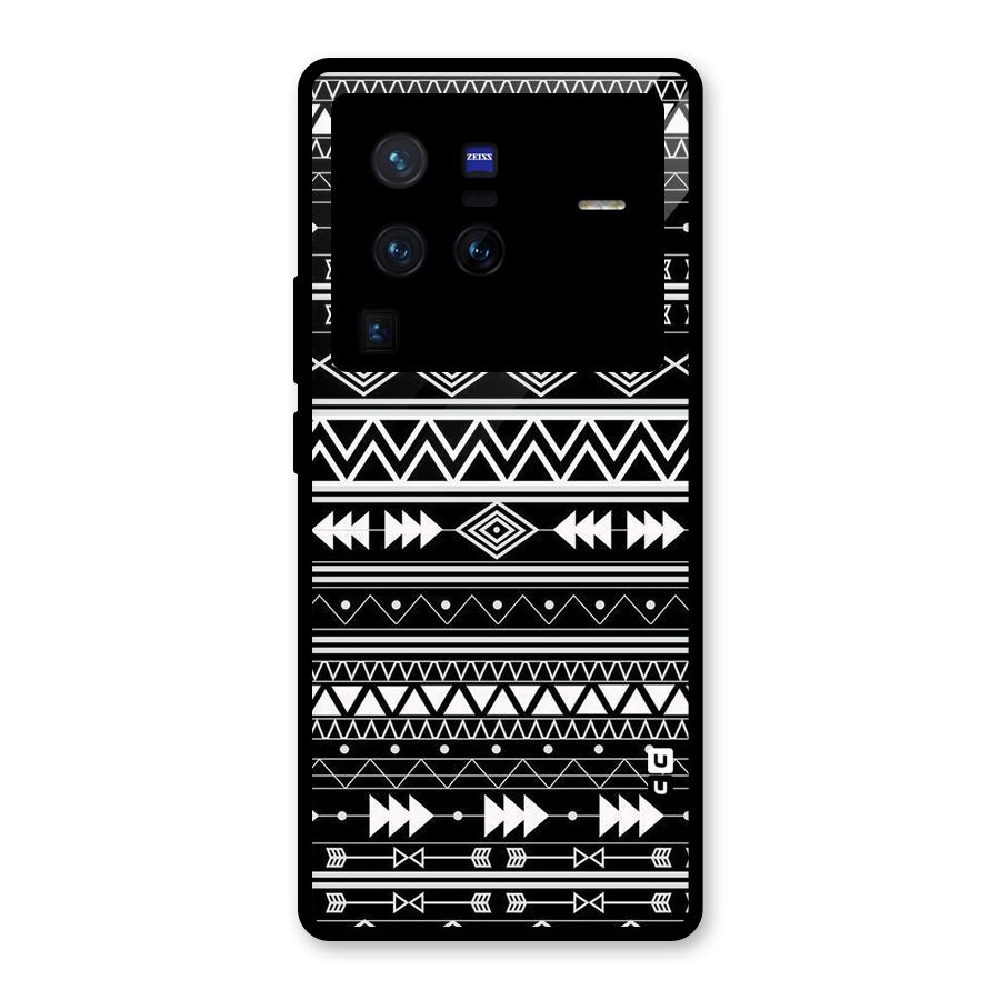 Black Aztec Creativity Glass Back Case for Vivo X80 Pro