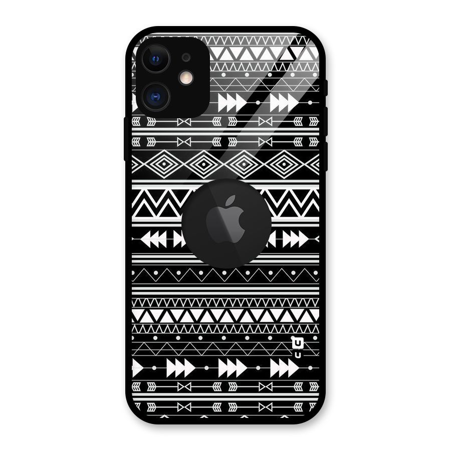 Black Aztec Creativity Glass Back Case for iPhone 11 Logo Cut