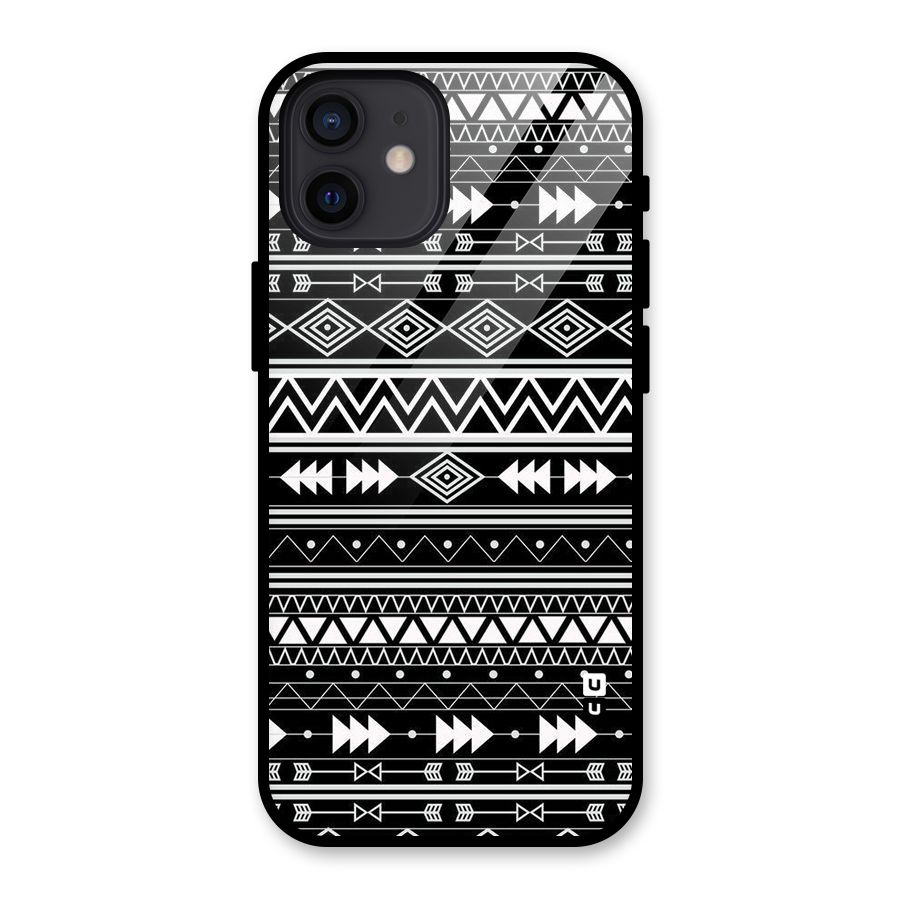 Black Aztec Creativity Glass Back Case for iPhone 12