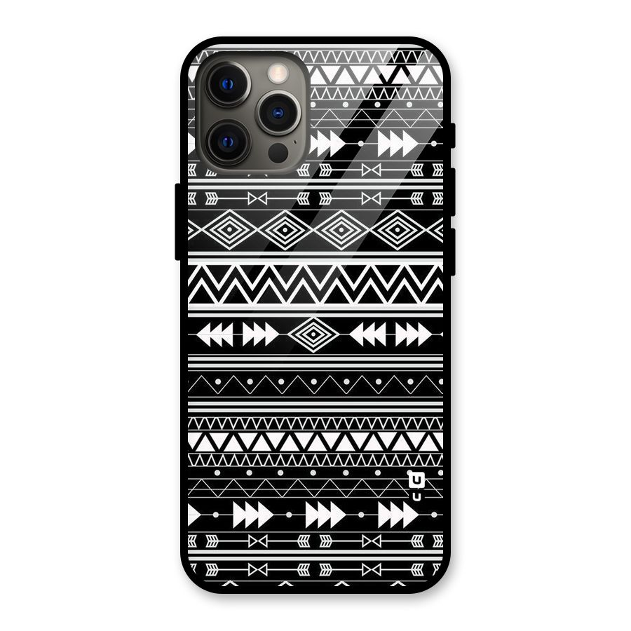 Black Aztec Creativity Glass Back Case for iPhone 12 Pro Max