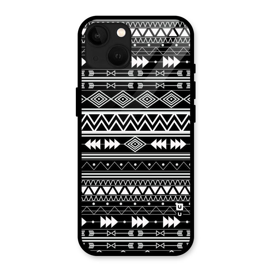 Black Aztec Creativity Glass Back Case for iPhone 13
