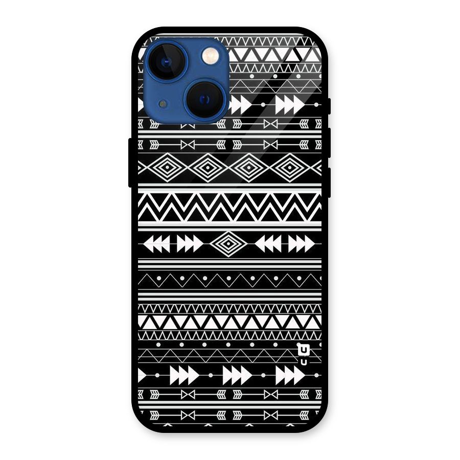 Black Aztec Creativity Glass Back Case for iPhone 13 Mini