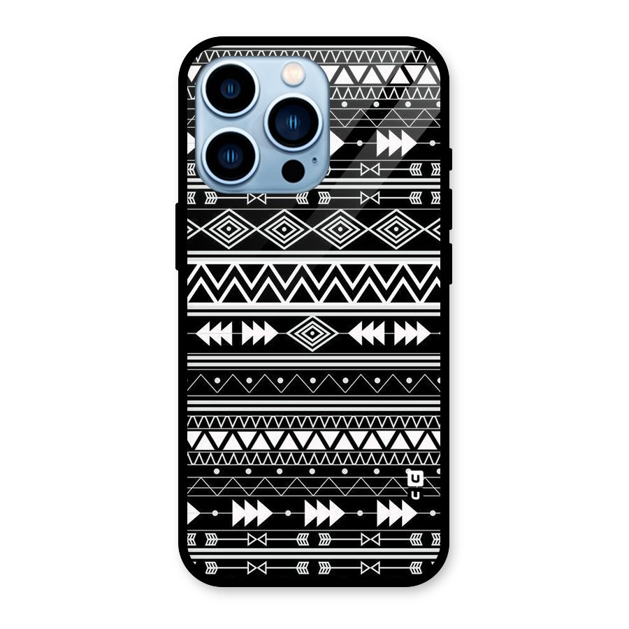 Black Aztec Creativity Glass Back Case for iPhone 13 Pro