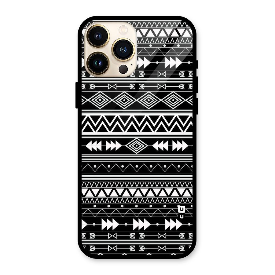 Black Aztec Creativity Glass Back Case for iPhone 13 Pro Max