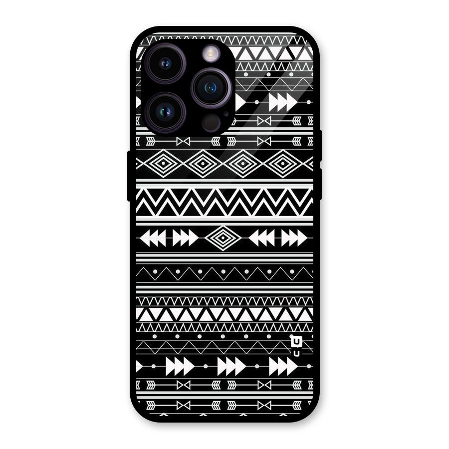 Black Aztec Creativity Glass Back Case for iPhone 14 Pro Max