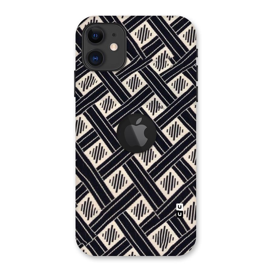 Black Beige Criscros Back Case for iPhone 11 Logo Cut