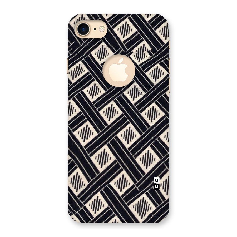 Black Beige Criscros Back Case for iPhone 8 Logo Cut