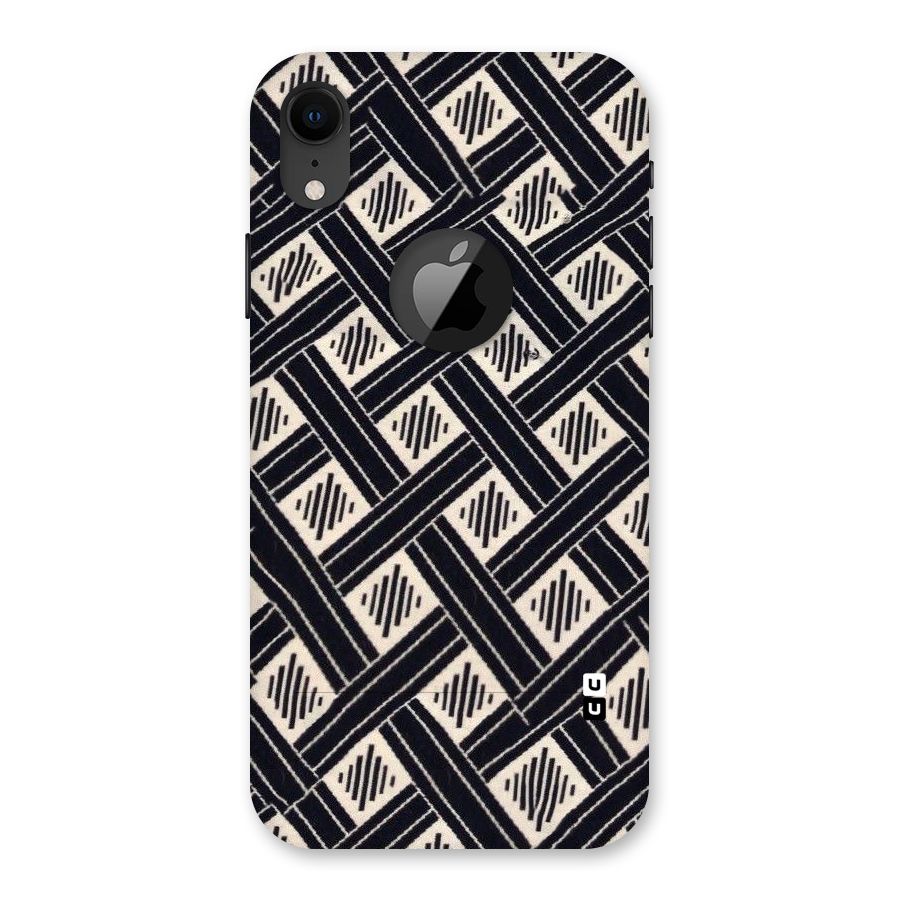 Black Beige Criscros Back Case for iPhone XR Logo Cut