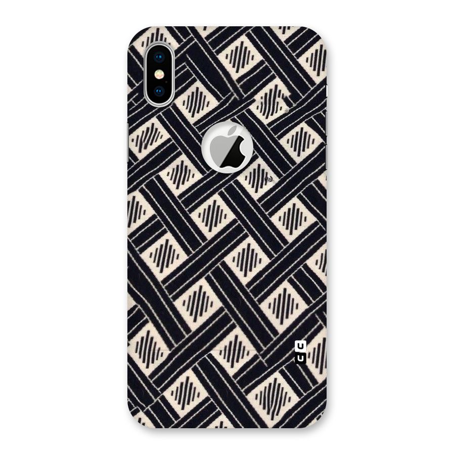 Black Beige Criscros Back Case for iPhone X Logo Cut