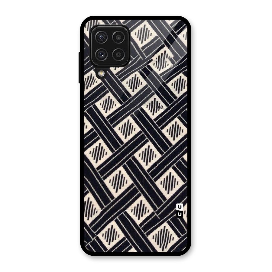 Black Beige Criscros Glass Back Case for Galaxy A22 4G