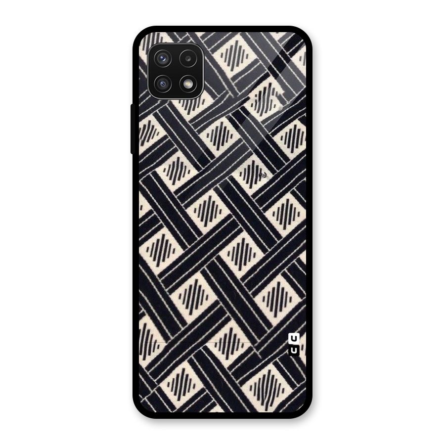 Black Beige Criscros Glass Back Case for Galaxy A22 5G