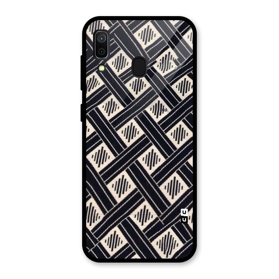 Black Beige Criscros Glass Back Case for Galaxy A30