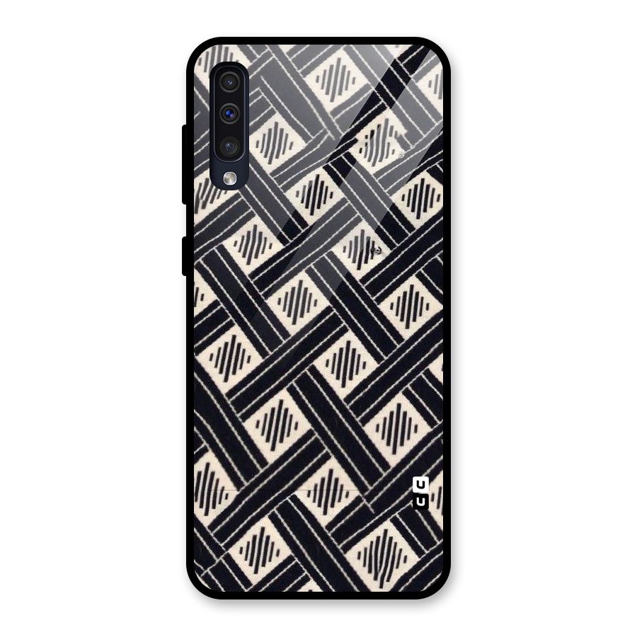 Black Beige Criscros Glass Back Case for Galaxy A50