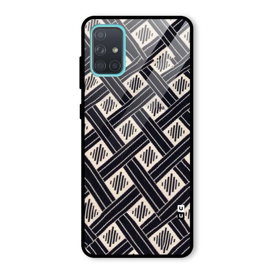 Black Beige Criscros Glass Back Case for Galaxy A71