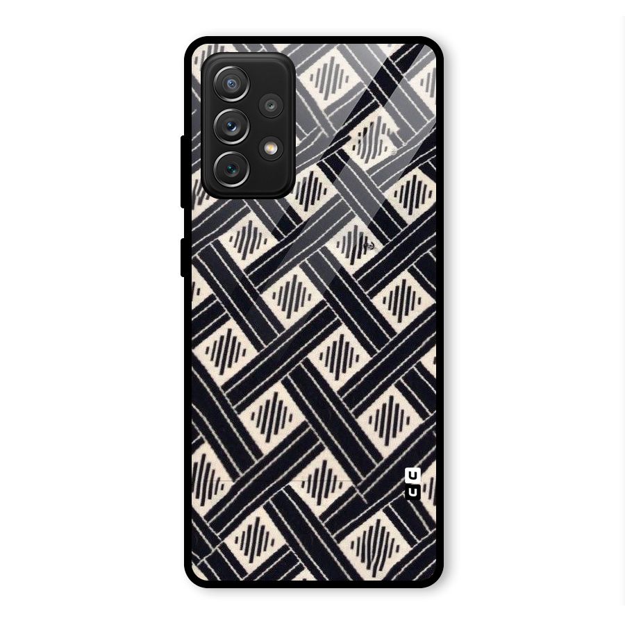 Black Beige Criscros Glass Back Case for Galaxy A72