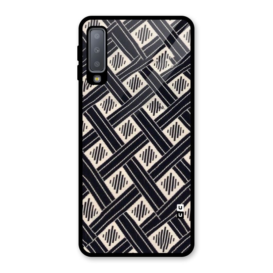 Black Beige Criscros Glass Back Case for Galaxy A7 (2018)