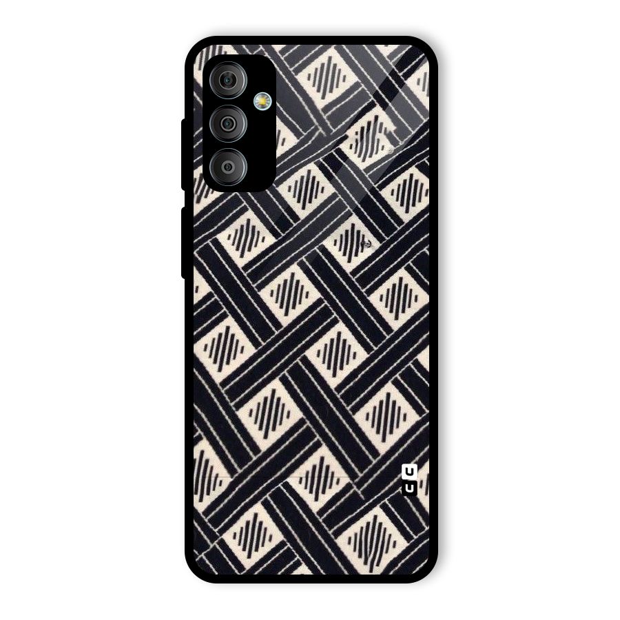 Black Beige Criscros Glass Back Case for Galaxy F23