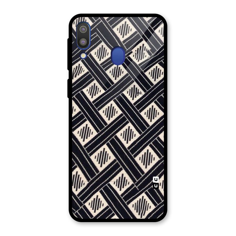 Black Beige Criscros Glass Back Case for Galaxy M20