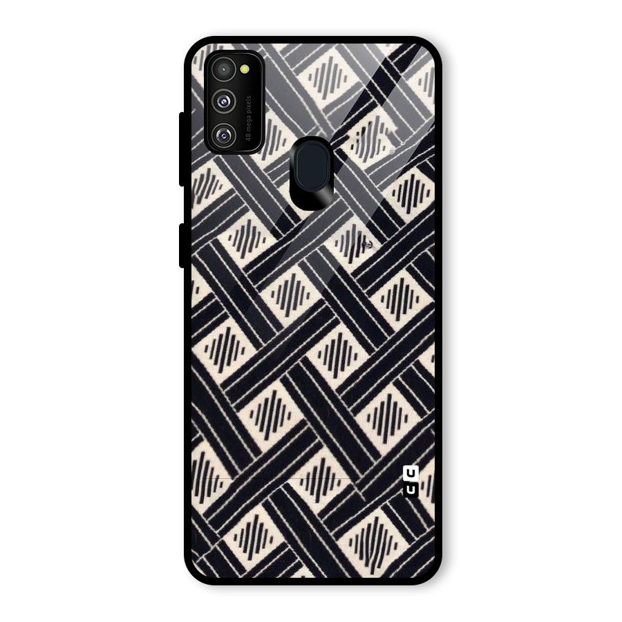 Black Beige Criscros Glass Back Case for Galaxy M30s