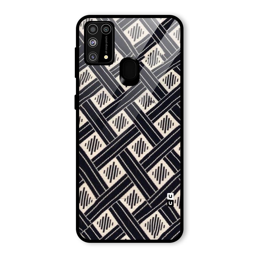 Black Beige Criscros Glass Back Case for Galaxy M31