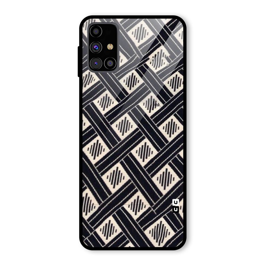 Black Beige Criscros Glass Back Case for Galaxy M31s
