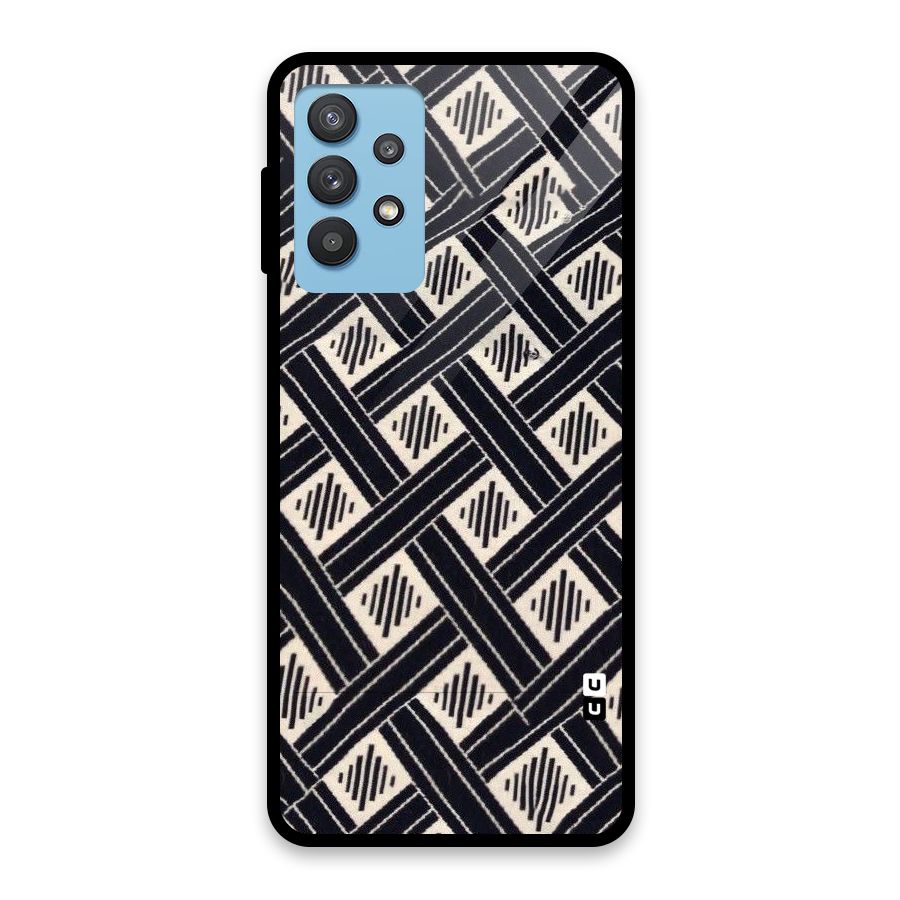 Black Beige Criscros Glass Back Case for Galaxy M32 5G
