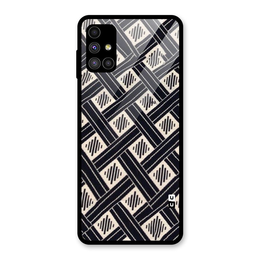 Black Beige Criscros Glass Back Case for Galaxy M51