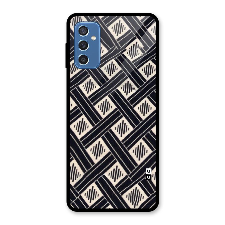 Black Beige Criscros Glass Back Case for Galaxy M52 5G